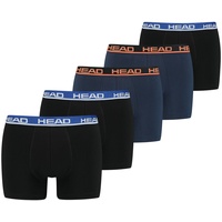 HEAD Herren Boxershorts, 5er Pack - Basic Boxer Trunks ECOM, Stretch Cotton Schwarz/Blau L