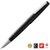 Lamy Füller 2000 mit Gratis Gravur (BB, Schwarz) | Aus Kunststoff - Kolbenfüller - Goldfeder - Bauhaus Design | SKU: 1201310 | Ziehkappe | Bürobedarf