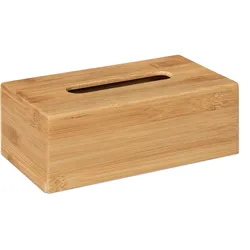 Relaxdays Kosmetiktuchbox, aus Bambus, Box für Kosmetik- & Taschentücher, Tücherbox nachfüllbar, Taschentuchbox, natur