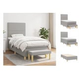 vidaXL Boxspringbett mit Matratze Hellgrau 90x190 cm Stoff