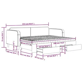 vidaXL Tagesbett Ausziehbar mit Schubladen Schwarz 90x190 cm Stoff