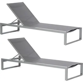 SonnenPartner Argos 2x Sonnenliege 200 x 65 x 30 cm Schwarz