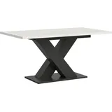 INOSIGN Esstisch Motus, ausziehbar 150 -190 cm, inklusive 40 cm Einlegeplatte (Set, 1-St), X-Gestell mit Bodenplatte, Tisch, Küchentisch, Esszimmer, Küche grau|weiß