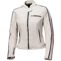 Held Brixham, Lederjacke Damen - Hellgrau/Rot - 38