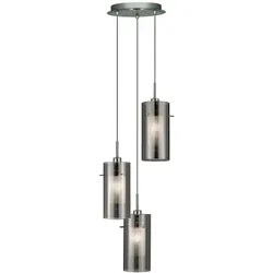 Duo 2, 3Flammige Multi-Drop Deckenleuchte Mit Äußerem Rauchglas/Innerem Milchglas Schirmen