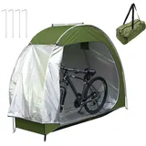 Fahrradzelt, Tragbare Fahrradschuppen mit 210D Oxford, 195x80x163cm Fahrradgarage für 2 Fahrräder, Wasserdicht & mit Aufbewahrungstasche (Green)