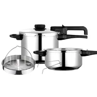 FAGOR Dual Xpress Schnellkochtopf 6 + 4 L, Induktion, Dampfkochtopf Superschnell, Edelstahl 18/10, Alle Herdarten, Thermo-Diffusor-Boden, Druckregler, 5 Sicherheitssysteme, Inklusive Dampfkorb