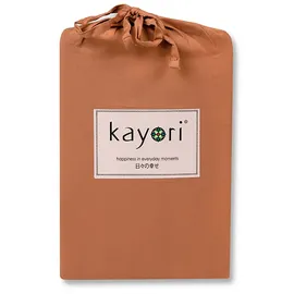 Kayori Spannbettlaken KAYORI "Kai", braun (karamell), B:90cm L:200cm, Renforcé, Obermaterial: 100% Baumwolle, Bettlaken, Spannbettlaken, 100% Baumwolle