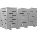 Hommdiy Mülltonnenbox für 3 Tonne Mülltonnenboxn Mülltonne Mülltonnenverkleidung Gartenbox Müllcontainern 207x77.5x115 cm Grau