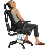 Desktronic SitPro Verstellbarer ergonomischer Bürostuhl Schwarz 3-Dimensional Armlehne, Integrierte 5-Wege-Lendenwirbelstütze - Schwarz