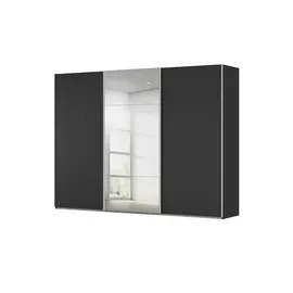 meinSchrank Schwebetürenschrank Regina 301 x 223 x 68 cm Weiß/Beige/Grau/Schwarz