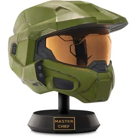 Halo HLW0173-AMZ - Master Chief Deluxe Helm mit Ständer – LED-Leuchten auf jeder Seite – Kampf beschädigte Farbe – Einheitsgröße – bauen Sie Ihr Universum auf - Einheitsgröße