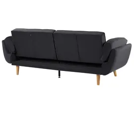 Beliani Schlafsofa 3-Sitzer ASBY Samtstoff Schwarz