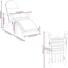vidaXL Adirondack-Gartenstuhl mit Fußstütze 55,2 x 88,3 x 90 cm braun 1 St.