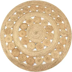 vidaXL Teppich Flechtmuster Jute 120 cm Rund