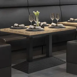 GGM Möbel MPY | Bistro Massiv Tisch | Rechteckig | 120 x 70 x 81 cm | Eiche / Schwarz