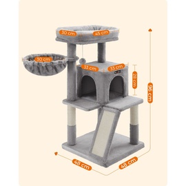 Songmics FEANDREA Kratzbaum 96cm mit Kuschelhöhle Kletterturm für Katzen Kratzbrett