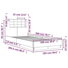 vidaXL Bettgestell 100 x 200 cm Schwarz