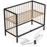 Sämann – make a difference. Beistellbett Schwarz, Natur, Holz, Echtholz,Buche, 120x90x60 cm Babymöbel, Babybetten, Beistellbetten