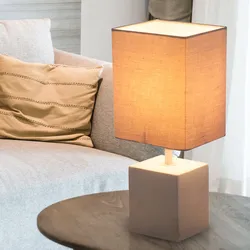 Design Nacht Schreib Tisch Leuchte Textil Lese Lampe grau Wohn Zimmer Beleuchtung