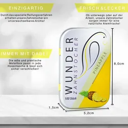 Wunder Zahnstocher mit Geschmack - Metalldose - Ananas