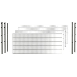 hadra Doppelstabmattenzaun, anthrazit, 8/6/8 mm, Komplett-Set à 10 m, inkl. Pfosten, Flacheisenleiste - schwarz