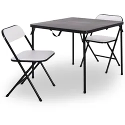 Outdoortisch, klappbar, 2 Stühle, faltbar, Stühle 110 kg belastbar, leicht &  flexibel, Garten, Outdoor & Events, Weiß/Schwarz - Raburg Jonas
