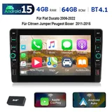 ESSGOO DAB+ Android 15 Autoradio Für Fiat Ducato 2006-2022 Navi Apple CarPlay Autoradio (RDS, 4+64GB(optional), Digitalradio (DAB), FM, Apple Carplay Android Auto GPS Navi WIFI BT EQ mit USB- und Type-C) schwarz