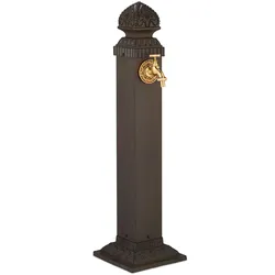Relaxdays Standbrunnen antik, Wasserhahn, HBT: 81x21x24,5 cm, Wasserzapfsäule Garten, Terrasse, Zierbrunnen, braun