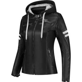 Rusty Stitches Joyce Hooded V2 Lederjacke Schwarz/Weiß 38