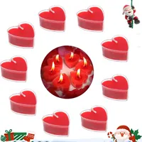 Herzförmige Romantische Teelichter,9 Stück Teelicht Weihnachten,Rote Teelichter Ohne Duft,Valentinstag Deko,Geeignet für Weihnachtsfeiern, Hochzeiten, Beichten, Neujahr, Valentinstag