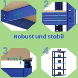 Songmics Lagerregal 50 cm x 100 cm x 200 cm Blau