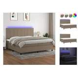 vidaXL Boxspringbett mit Matratze & LED Taupe 200x200 cm Stoff