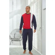 H.I.S. H.I.S Pyjama »Schlafanzug für Herren« 1 Stück, 2 tlg. Schlafanzug mit breitem Streifen, Gr. 44/46 (S), marine-rot-weiß, , 216485-44