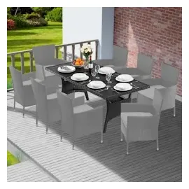 CASARIA Gartentisch WPC Tischplatte 190 x 90 x 75 cm schwarz