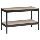 SCHULTE Regalwelt Schwerlastregal mit 2 Holzböden, 43x100x35 cm (HxBxT), Traglast pro Ebene ca. 90 Kg, schwarz-Struktur, Lagerregal, Kellerregal,