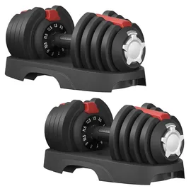 Songmics Kurzhanteln 2er Set Verstellbare Kurzhantel 1,5 kg bis 12,5 kg schwarz/rot