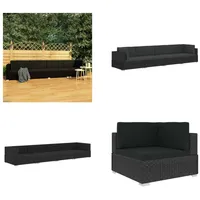 vidaXL 4 tlg. Garten Sofagarnitur mit Auflagen Poly Rattan Schwarz - Garten-Sofagarnitur - Garten-Sofagarnituren - Gartensofa-Set - Gartensofa-Sets - Schwarz