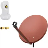 PremiumX SAT Anlage 80cm Satellitenschüssel Ziegelrot TV Satellitenantenne Single LNB 2x F-Stecker