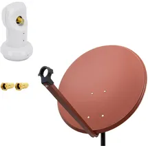 PremiumX SAT Anlage 80cm Satellitenschüssel Ziegelrot TV Satellitenantenne Single LNB 2x F-Stecker