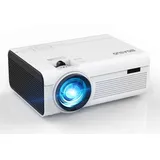 Mini Bluetooth Beamer Heimkino Projektor, BIGASUO LED Video Handy Beamer HD Smartphone Projector mit 200'' Display, USB, HDMI, SD, AV, VGA, Audio (Schwarz)