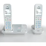 VTech XS1051 DECT Telefon Schnurlos 2 mobilteile, Schnurloses Telefon mit Anrufbeantworter, Anrufersperre Freisprechfunktion Lautstärkeverstärker Freisprecheinrichtung