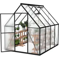 UISEBRT Gewächshaus Treibhaus für Garten Tomatenhaus mit Fundament Frühbeet Pflanzenhaus mit Fenster & Wetterfestem Hohlkammerplatten Gartengewächshäuser 230x180x195cm UV- & Frostgeschützt