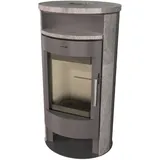Runder Premium-Kaminofen TORONTO S Specksteinverkleidung, gussgrau