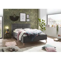 Set One by Musterring Polsterbett "Cary", grau, B:164cm L:219cm, SET ONE BY MUSTERRING, Betten, Polsterbett, wahlweise mit Matratze und Lattenrost, Füße in Eiche natur