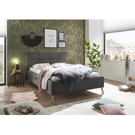 Set One by Musterring Polsterbett "Cary", grau, B:164cm L:219cm, SET ONE BY MUSTERRING, Betten, Polsterbett, wahlweise mit Matratze und Lattenrost, Füße in Eiche natur