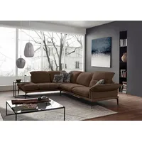 W.SCHILLIG Ecksofa sherry, Designsofa mit tollem Sitzkomfort, elegant und zeitlos, L-Form, mit Kopfstützenverstellung, Winkelfüße in Schwarz, Breite 302 cm braun