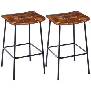 Duhome Barhocker, 2er Set Barstuhl aus Samt Vintage Bistrohocker, Sitzhöhe 71cm braun|gelb
