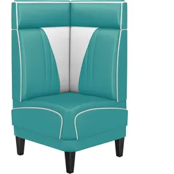 Diner Eckbank | Türkis | B:H 60 x 123 cm | V-Steppung | Leder | Eckbank American, American Diner Sitzbank, American Dinerbank, American Diner Möbel