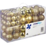 Relaxdays Weihnachtskugeln, 100er Set, Weihnachtsdeko, matt, glänzend, glitzernd, Christbaumkugel ∅ 3, 4 & 6 cm, gold